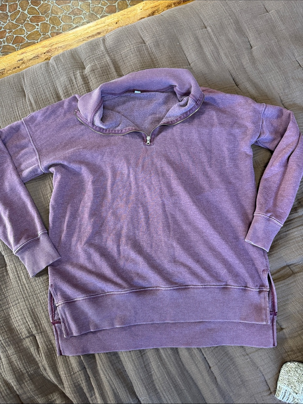 aerie Lavender Half-Zip Cowl Neck Pullover